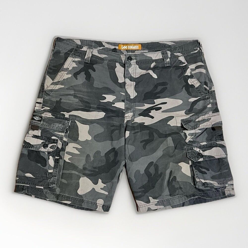 Lee Dungarees Cargo Shorts Mens 40 Camo Multi Pocket Utility Baggy Y2K